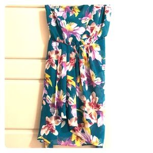 Express Bluish/ Teal strapless dress